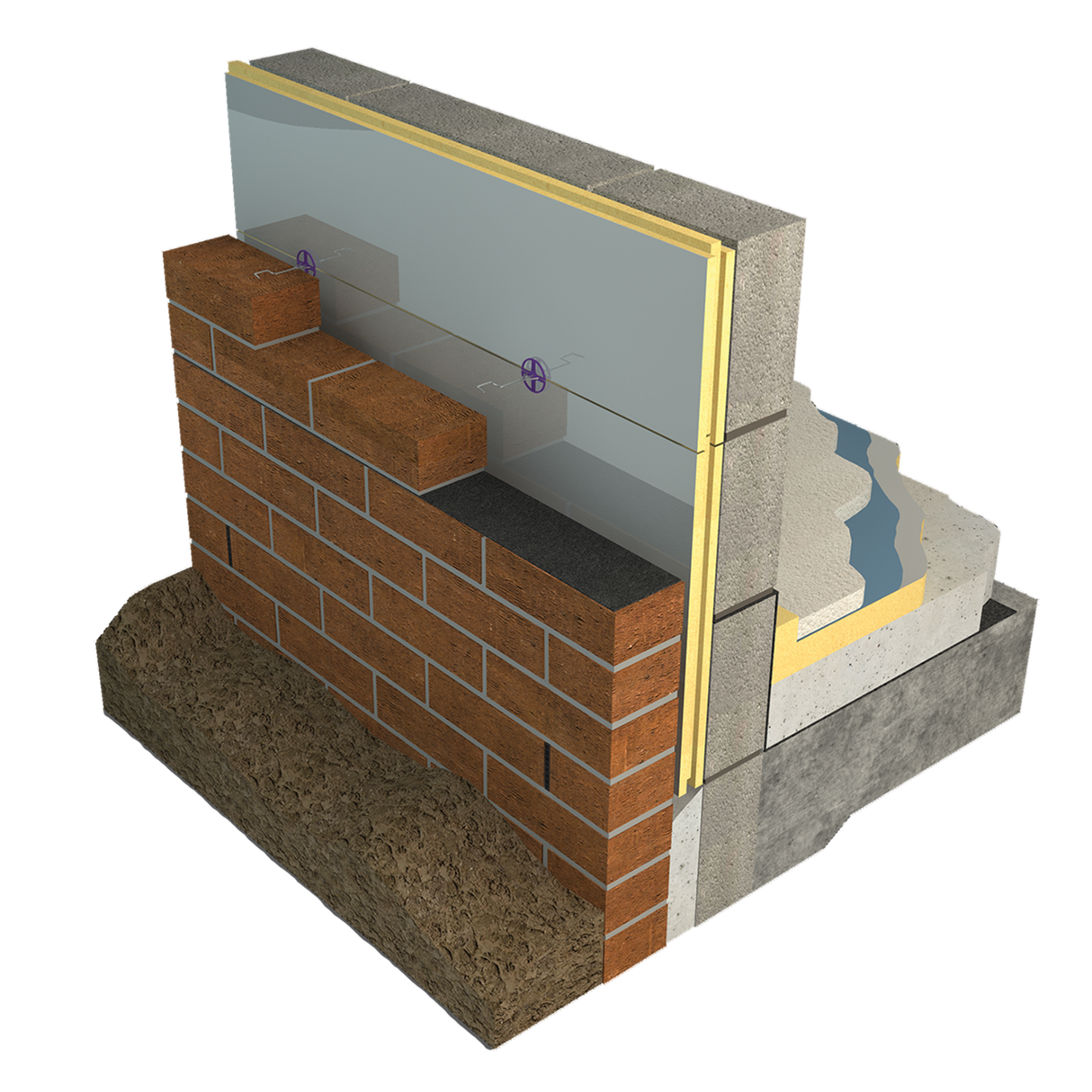 An Ecotherm Eco-Cavity Full Fill insulation board showcased in a cavity wall