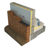 An Ecotherm Eco-Cavity Full Fill insulation board showcased in a cavity wall