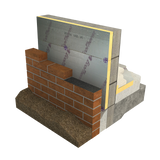 An Ecotherm Eco-Cavity Full Fill insulation board showcased in a cavity wall