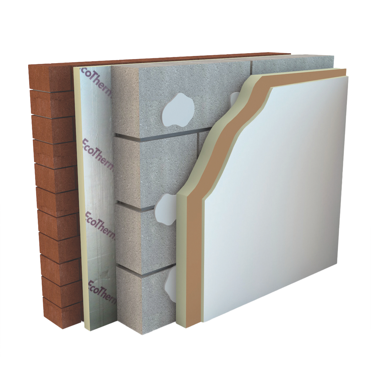 An Ecotherm Eco-Liner insulatied plasterboard showcased in a drylining system