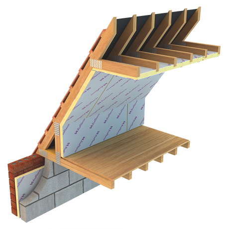 An Ecotherm Eco-Versal insulation board showcased in a roofing system