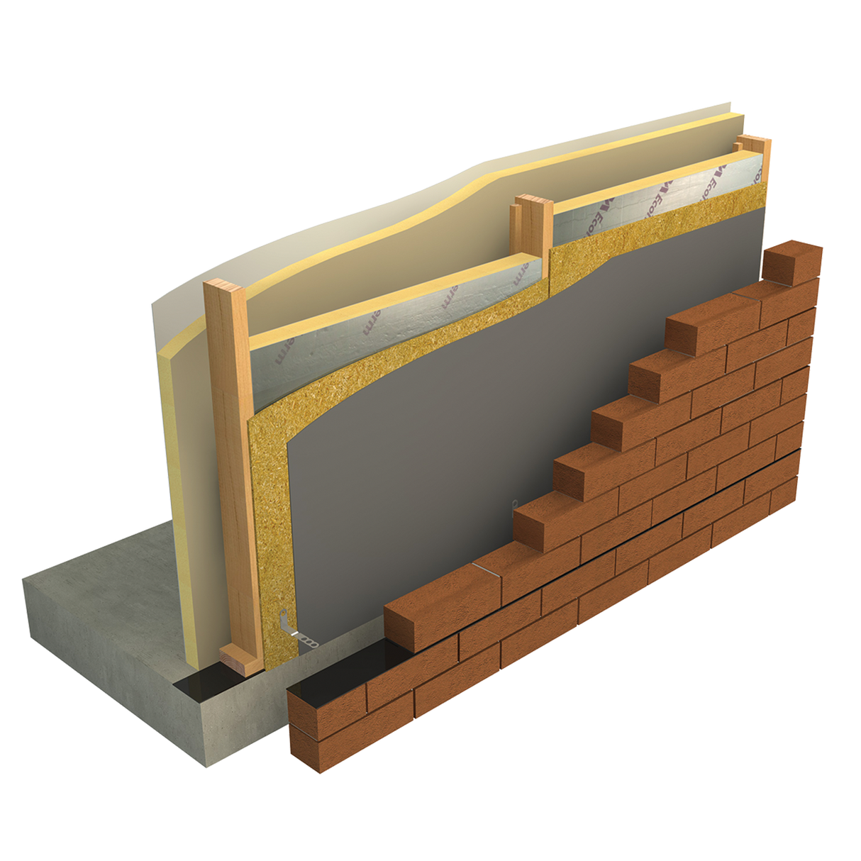 An Ecotherm Eco-Versal insulation board showcased in a wall