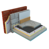 An Ecotherm Eco-Versal insulation board showcased in a wall and floor system