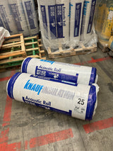 Knauf Acoustic partition roll displayed in a warehouse